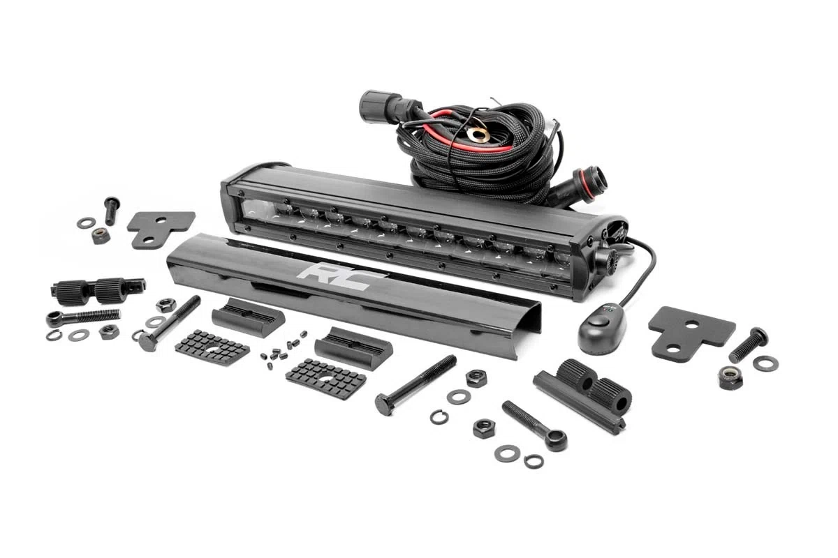 Rough Country _ LED Light _ Bumper Mount _ 12_ Black Single Row _ Can-Am Defender HD 8_HD 9_HD 10